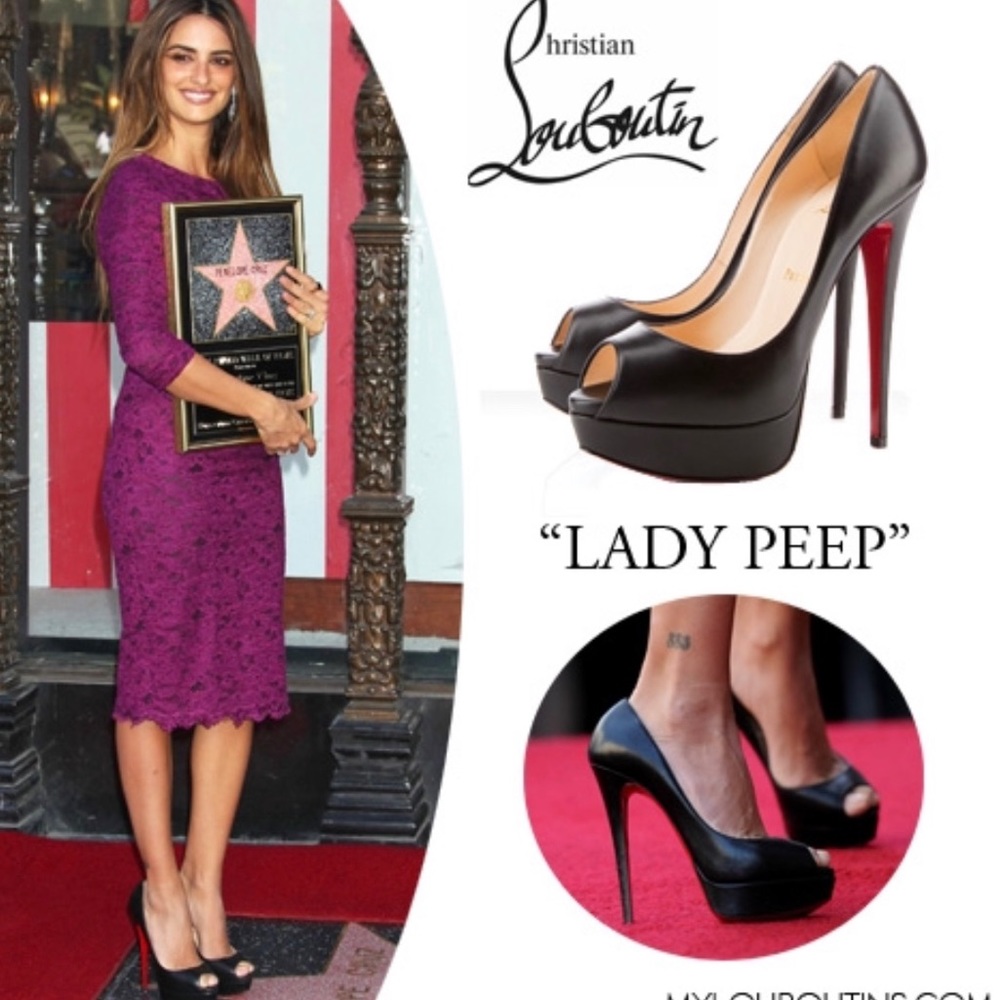 Christian Louboutin Lady Peeps Sz 38 Black